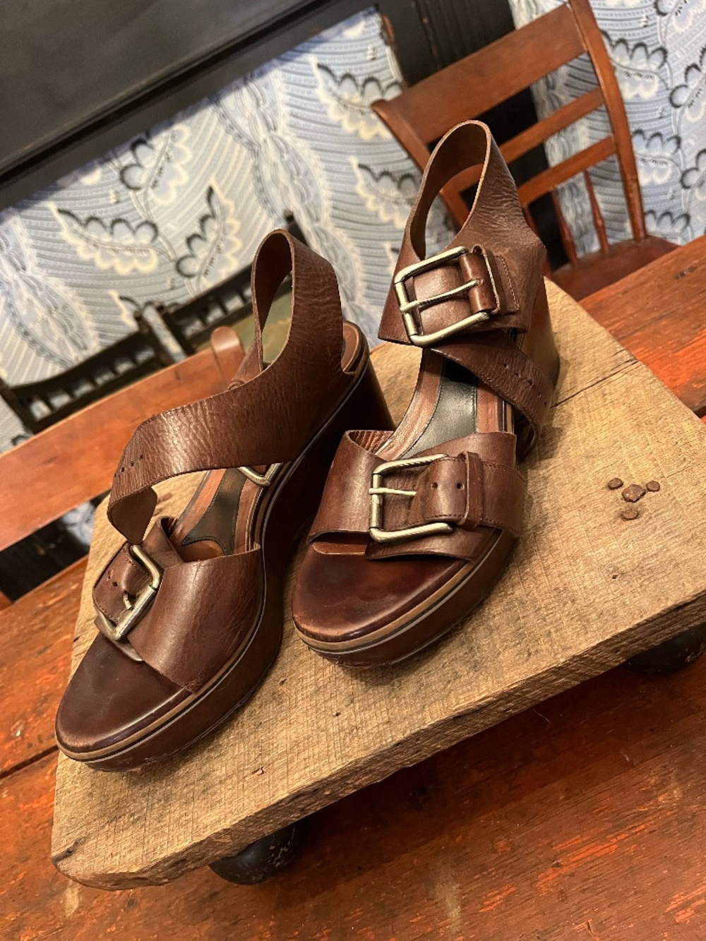 Marni Sandals dark brown leather platform 41